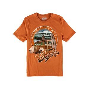 No Borders Mens California Dreaming Graphic T-Shirt, Orange, NWT